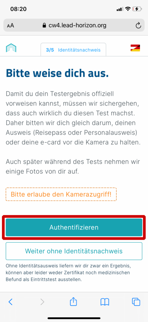 Test mit Authentifizierung